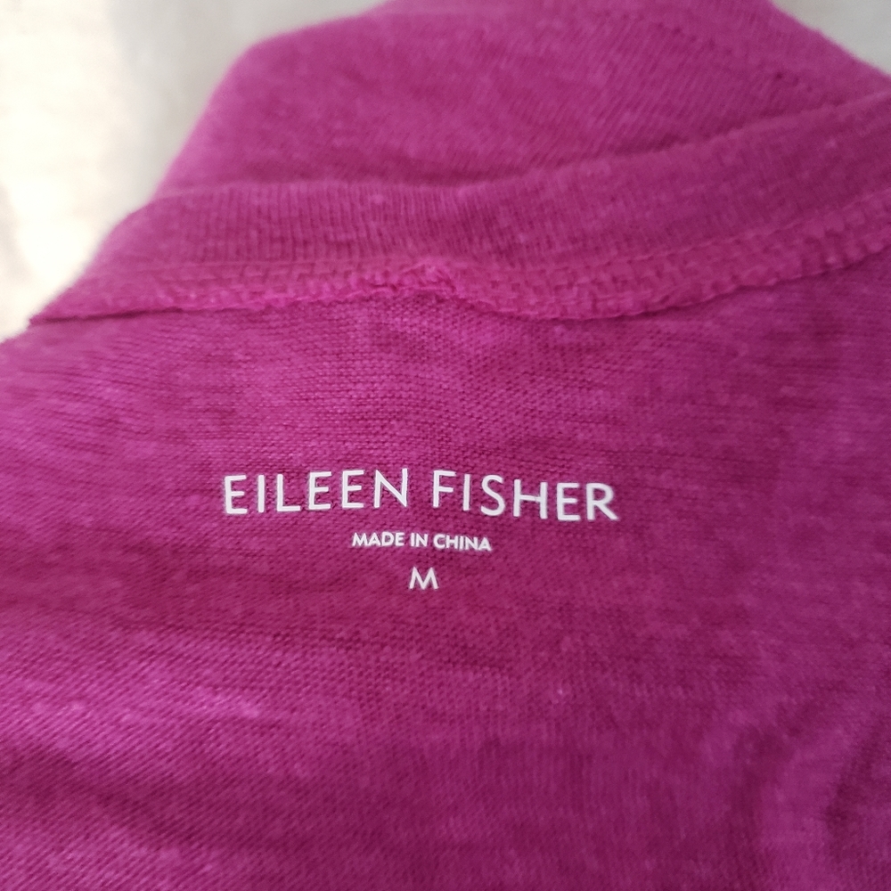 NWOT Eileen Fisher magenta purple organic linen blouse top Womens Medium - Picture 4 of 7